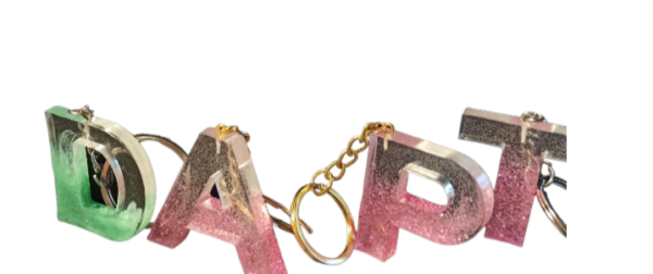 Llaveros letras personalizables. en colores y acabados.