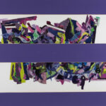 Serie Fragmentos, color malvas, lilas, verdes y azulados.